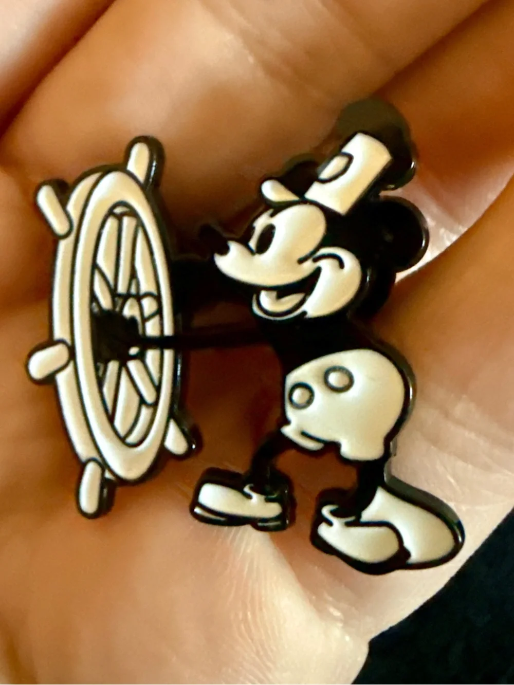 Set Of 5 Retro Steamboat Willie Disney Mickey Mouse Black & White Enamel Pins